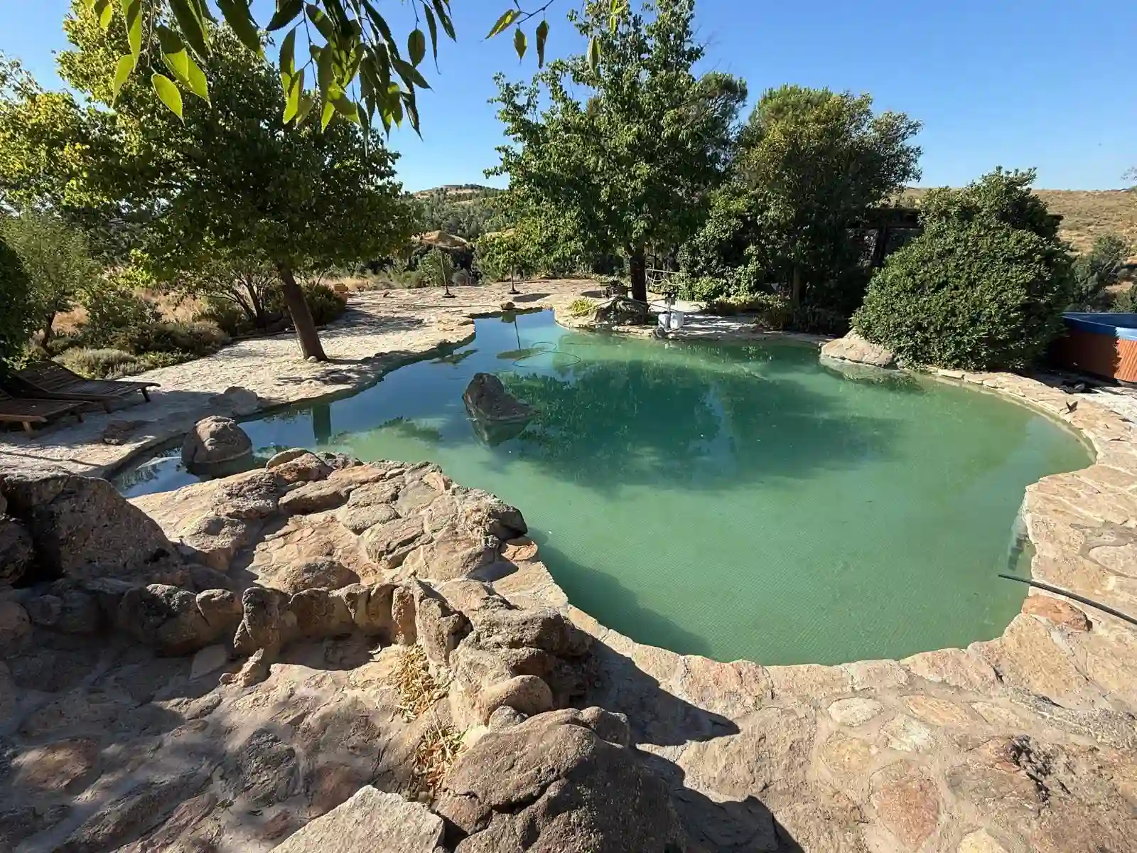 Piscina exterior rodeada de jardines en Terra Aura